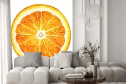 Naklejka: Kawałek świeżej pomarańczy na białym tle