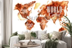 Naklejka: Kawowa mapa świata