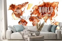 Naklejka: Kawowa mapa świata