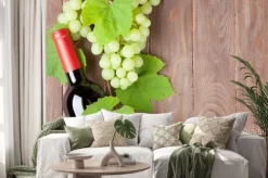 Naklejka: Kiść winogron i butelkę czerwonego wina