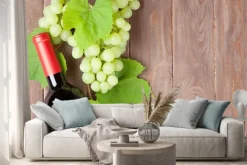Naklejka: Kiść winogron i butelkę czerwonego wina
