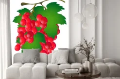 Naklejka: Kiść winogron z liści na białym tle