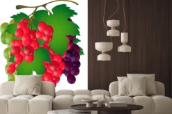 Naklejka: Kiść winogron z liści na białym tle