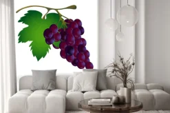 Naklejka: Kiść winogron z liści na białym tle
