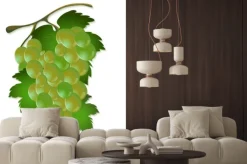 Naklejka: Kiść winogron z liści na białym tle