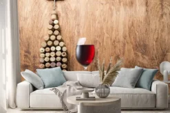 Naklejka: Kieliszek wina i butelka z korków