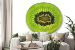 Naklejka: Kiwi plaster, owoców tropikalnych przeciąć na pół na białym tle