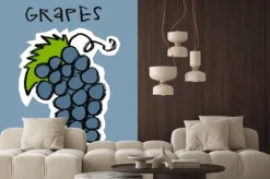 Naklejka: Klaster winogron na niebieskim tle