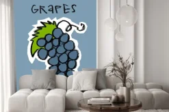 Naklejka: Klaster winogron na niebieskim tle