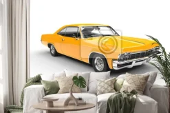 Naklejka: Klasyczna mięśni żółty samochód - studio strzał oświetlenie
