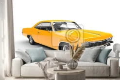 Naklejka: Klasyczna mięśni żółty samochód - studio strzał oświetlenie