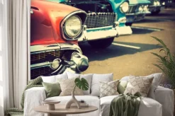 Naklejka: Klasyczne samochody w rzędzie