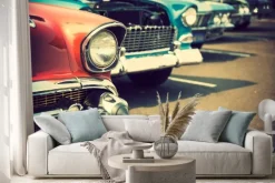 Naklejka: Klasyczne samochody w rzędzie