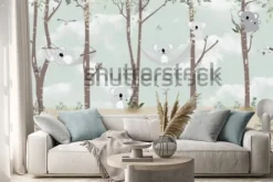 Naklejka: Koale na drzewach z jasnym tłem