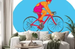 Naklejka: Kobieta rowerzysta jazda na rowerze drawing