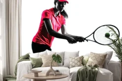 Naklejka: Kobieta tenisista smutek sylwetka