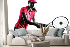 Naklejka: Kobieta tenisista smutek sylwetka