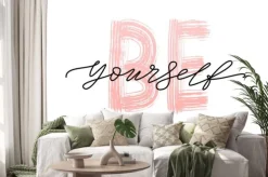 Naklejka: Kochaj siebie cytat. pojedyncze słowo. tekst nowoczesnej kaligrafii.