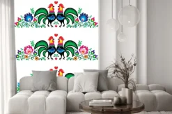 Naklejka: Koguty na polskim wzorze ludowym