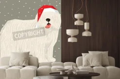 Naklejka: Kolekcja pies wielokąt wektor. pies w bożenarodzeniowym santa