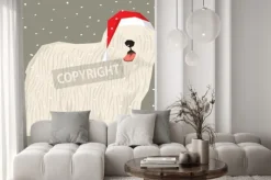 Naklejka: Kolekcja pies wielokąt wektor. pies w bożenarodzeniowym santa