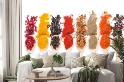 Naklejka: Kolekcja przypraw na łyżki, odizolowanych tle