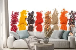 Naklejka: Kolekcja przypraw na łyżki, odizolowanych tle