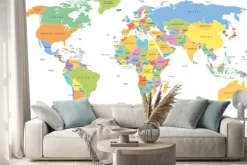 Naklejka: Kolorowa mapa polityczna świata po angielsku