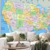 Naklejka: Kolorowa mapa usa z nazwami stanów i miast