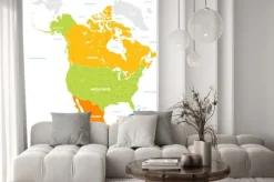 Naklejka: Kolorowa mapa wektorowa ameryki północnej i środkowej