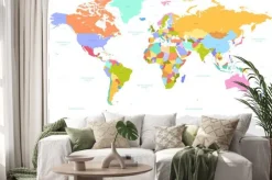 Naklejka: Kolorowa mapa świata polityczna