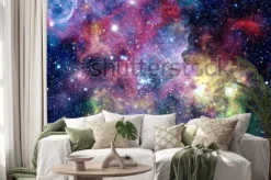 Naklejka: Kolorowa mgławica w kosmosie