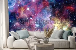 Naklejka: Kolorowa mgławica w kosmosie