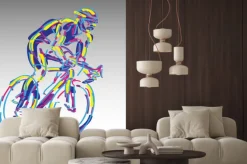 Naklejka: Kolorowa sylwetka kolarza