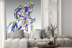 Naklejka: Kolorowa sylwetka kolarza