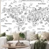 Naklejka: Kolorowanka mapa świata z kontynentami i zwierzętami