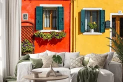 Naklejka: Kolorowe fasady domu w burano, włochy