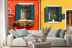 Naklejka: Kolorowe fasady domu w burano, włochy