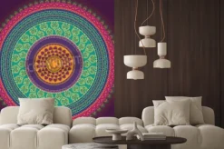 Naklejka: Kolorowe henna mandala design, bardzo skomplikowane i łatwo edytowalne