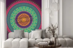 Naklejka: Kolorowe henna mandala design, bardzo skomplikowane i łatwo edytowalne