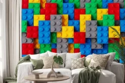 Naklejka: Kolorowe klocki trójwymiarowe 3d