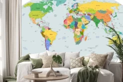 Naklejka: Kolorowe kraje na mapie politycznej świata