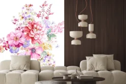 Naklejka: Kolorowe kwiaty akwarela