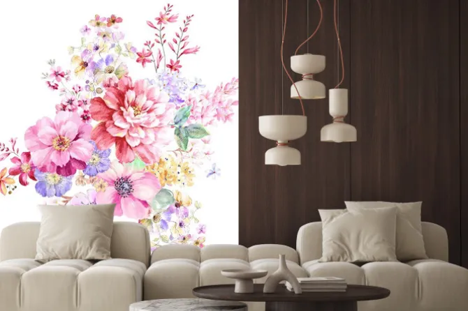 Naklejka: Kolorowe kwiaty akwarela