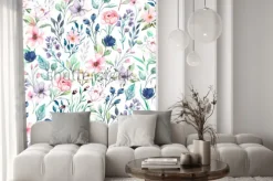 Naklejka: Kolorowe letnie kwiaty na białym tle