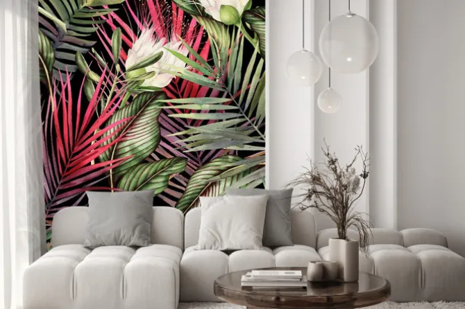 Naklejka: Kolorowe liście i kwiaty