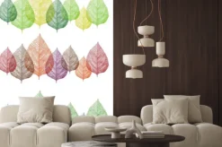 Naklejka: Kolorowe liście z widocznymi żyłkami