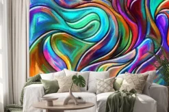 Naklejka: Kolorowe linie tworzące łagodne wzory