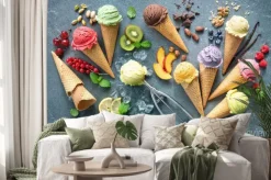 Naklejka: Kolorowe lody i soczyste owoce