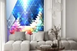 Naklejka: Kolorowe niebieskie tło geometryczne, abstrakcyjne trójkąt wzór